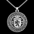 Duffy Irish Coat Of Arms Interlace Round Silver Family Crest Pendant