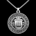 Driscoll Irish Coat Of Arms Interlace Round Silver Family Crest Pendant