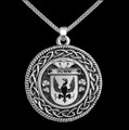 Dunn Irish Coat Of Arms Interlace Round Silver Family Crest Pendant