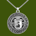 Fahy Irish Coat Of Arms Interlace Round Pewter Family Crest Pendant