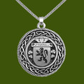 OFarrell Irish Coat Of Arms Interlace Round Pewter Family Crest Pendant