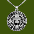 Flanagan Irish Coat Of Arms Interlace Round Pewter Family Crest Pendant