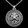 Flood Irish Coat Of Arms Interlace Round Silver Family Crest Pendant