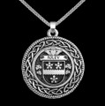 Foley Irish Coat Of Arms Interlace Round Silver Family Crest Pendant