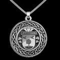 Garrity Irish Coat Of Arms Interlace Round Silver Family Crest Pendant