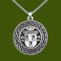 Gilroy Irish Coat Of Arms Interlace Round Pewter Family Crest Pendant