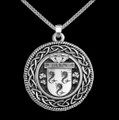 Gilroy Irish Coat Of Arms Interlace Round Silver Family Crest Pendant