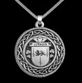 Gorman Irish Coat Of Arms Interlace Round Silver Family Crest Pendant
