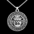 McGovern Irish Coat Of Arms Interlace Round Silver Family Crest Pendant