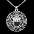 Graham Irish Coat Of Arms Interlace Round Silver Family Crest Pendant