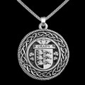 Grady Irish Coat Of Arms Interlace Round Silver Family Crest Pendant