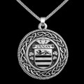 Grogan Irish Coat Of Arms Interlace Round Silver Family Crest Pendant