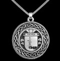 Hayes Irish Coat Of Arms Interlace Round Silver Family Crest Pendant