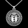 Healy Irish Coat Of Arms Interlace Round Silver Family Crest Pendant