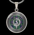 Sutherland Clan Crest Celtic Knotwork Round Clan Badge Steel Pendant