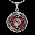 Wallace Clan Crest Celtic Knotwork Round Clan Badge Steel Pendant