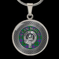 Wood Clan Crest Celtic Knotwork Round Clan Badge Steel Pendant