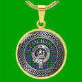 Wood Clan Crest Celtic Knotwork Round Clan Badge Gold Pendant