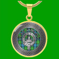 Stirling Clan Crest Celtic Knotwork Round Clan Badge Gold Pendant