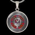 Sinclair Clan Crest Celtic Knotwork Round Clan Badge Steel Pendant