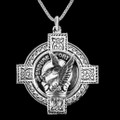 Lindsay Clan Badge Celtic Cross Sterling Silver Clan Crest Pendant