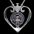 Preston Clan Badge Luckenbooth Heart Sterling Silver Clan Crest Pendant