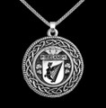 Ireland Coat Of Arms Interlace Round Silver Irish Crest Pendant