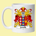 Zanelli Italian Coat of Arms Surname Double Sided Ceramic Mugs Set of 2