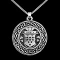 Bailey Irish Coat Of Arms Interlace Round Silver Family Crest Pendant