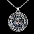 Preston Clan Badge Celtic Round Sterling Silver Clan Crest Pendant
