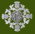 Ferguson Clan Crest Four Thistle Stylish Pewter Badge Brooch