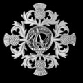 Fletcher Clan Crest Four Thistle Sterling Silver Badge Brooch