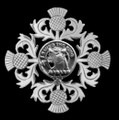 Turnbull Clan Crest Four Thistle Sterling Silver Badge Brooch
