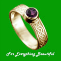 Hascosay Celtic Knot Round Amethyst Ladies 9K Yellow Gold Band Ring Sizes R-Z