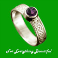 Hascosay Celtic Knot Round Amethyst Ladies 9K White Gold Band Ring Sizes R-Z