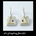 Hairst Blinks Red Ruby Stone Yellow Gold Detail Sterling Silver Earrings