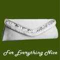 Silver Satin Sequined Envelope Evening Bag Bridal Purse