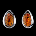 Baltic Amber Chunky Oval Stud Sterling Silver Earrings