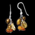 Copper Freshwater Pearl Citrine Amber Drop Sterling Silver Earrings