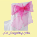 Fuchsia Pink Organza Wedding Chair Sash Ribbon Bow Decorations x 10