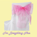 Hot Pink Organza Wedding Chair Sash Ribbon Bow Decorations x 10