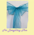 Teal Blue Organza Wedding Chair Sash Ribbon Bow Decorations x 10