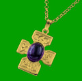 Celtic Cross Amethyst Square Design Medium 9K Yellow Gold Pendant