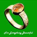 Uyea Celtic Knot Oval Amber Ladies 9K Yellow Gold Band Ring Sizes A-Q