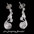 Glasgow Girls Art Nouveau Swirl Leaf Alternate Sterling Silver Drop Earrings