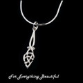Celtic Leaf Knotwork Design Drop Sterling Silver Pendant