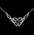 Celtic Knotwork Purple Amethyst Design Sterling Silver Necklace