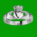 Claddagh Wide Heavy 14K White Gold Mens Ring Wedding Band