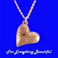 Starburst Engraved Offset Heart Highly Polished Bronze Pendant