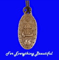 Travellers Charm Embossed Picture Stone Wax Cord Thong Bronze Pendant
